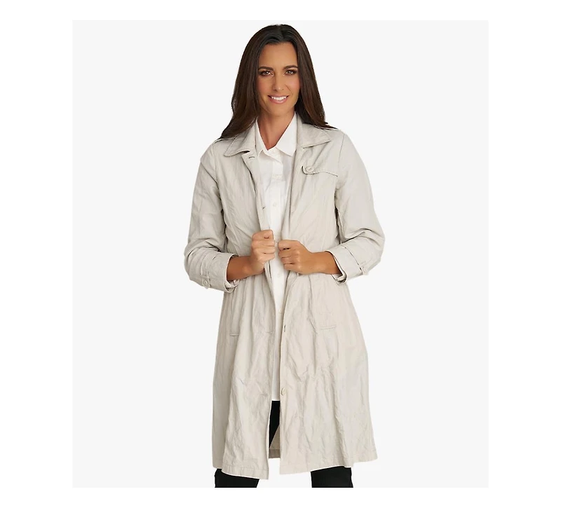 Stella Carakasi Women's Belted Water-Resistant Button Front Trench Coat