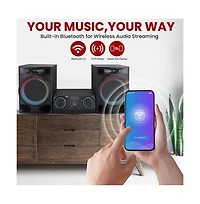 Pyle 3-Piece Mini Hi-Fi Bluetooth Stereo System With MP3, Usb, Fm Radio, Bass Reflex Speaker, Dsp-Tech & Remote Control, 160 Watt