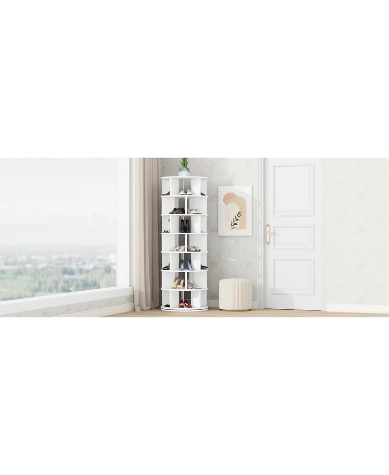 Streamdale Furniture 7-Tier Rotating Shoe Tower 360 Carousel Organizer