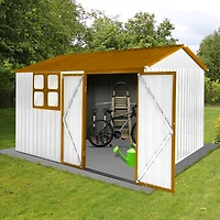 Streamdale White+Yellow 10ftx8ft Metal Garden Shed with Window