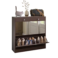 Streamdale Furniture Mirror Shoe Cabinet with 2 Tier Drawers