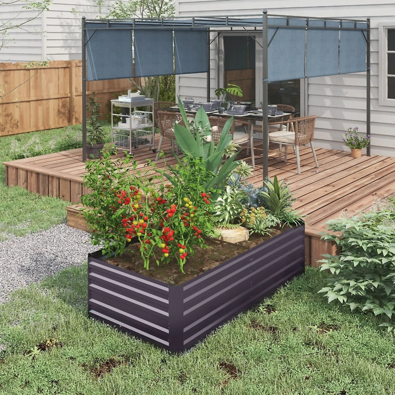 Galvanized Raised Garden Bed Kit, Large and Tall Metal Planter Box for Vegetables, Flowers and Herbs, Reinforced, 6' x 3' x 2', Dark Gray