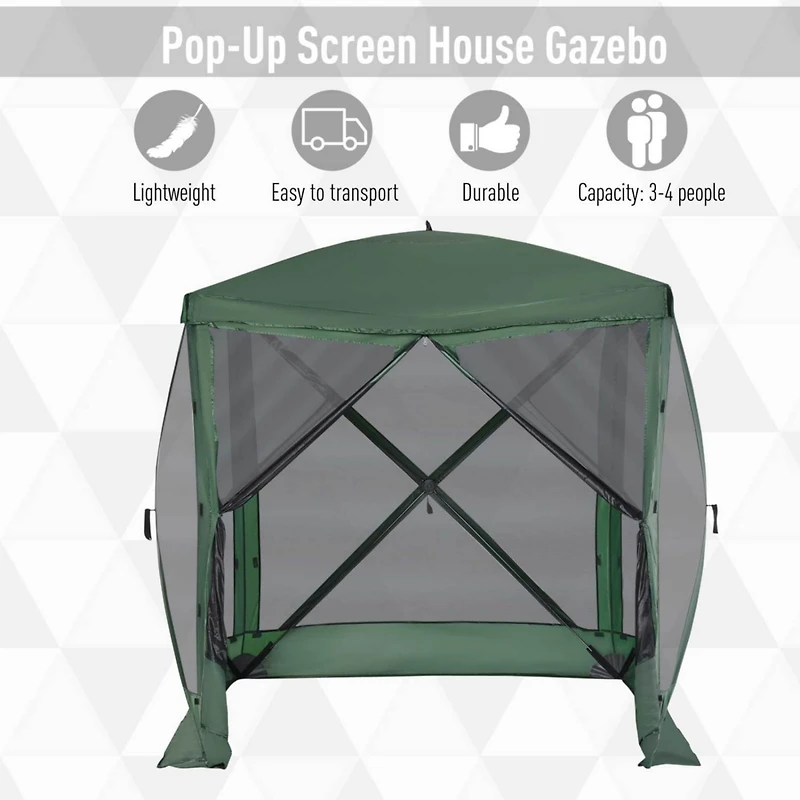 Pop Up Camping Canopy Gazebo Screen Shelter Tent with Single Person Easy Set-Up, Ventilating Mesh, Portable Carry Bag for Outdoor Camping Party Event,