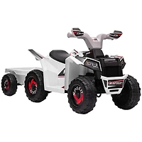 Simplie Fun Kids Atv Quad Car with Back Trailer, 6V Electric Ride On Car with Forward Backward Function, Wear-Resistant Wheels for Toddlers Ages 18-36