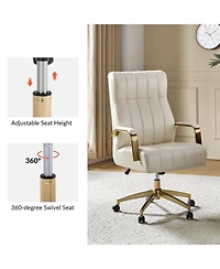 Hulala Home Uwe Modern Leather Ergonomic Executive Office Chair with Sgs International Certified Stainless Steel Gas Spring