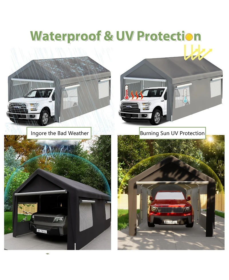 Slickblue Heavy-Duty Steel Canopy Tent with Roll-Up Ventilated Windows for Durable Outdoor Shelter