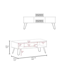 Fm Furniture Bagdad Coffe Table in Melamine, Hairpin Legs, Smoke