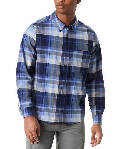 Bass Outdoor Men's Classic Fit Plaid Button-Front Stretch Flannel Shirt