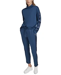Andrew Marc Sport Women's Mixed-Media Scuba Turtleneck Top