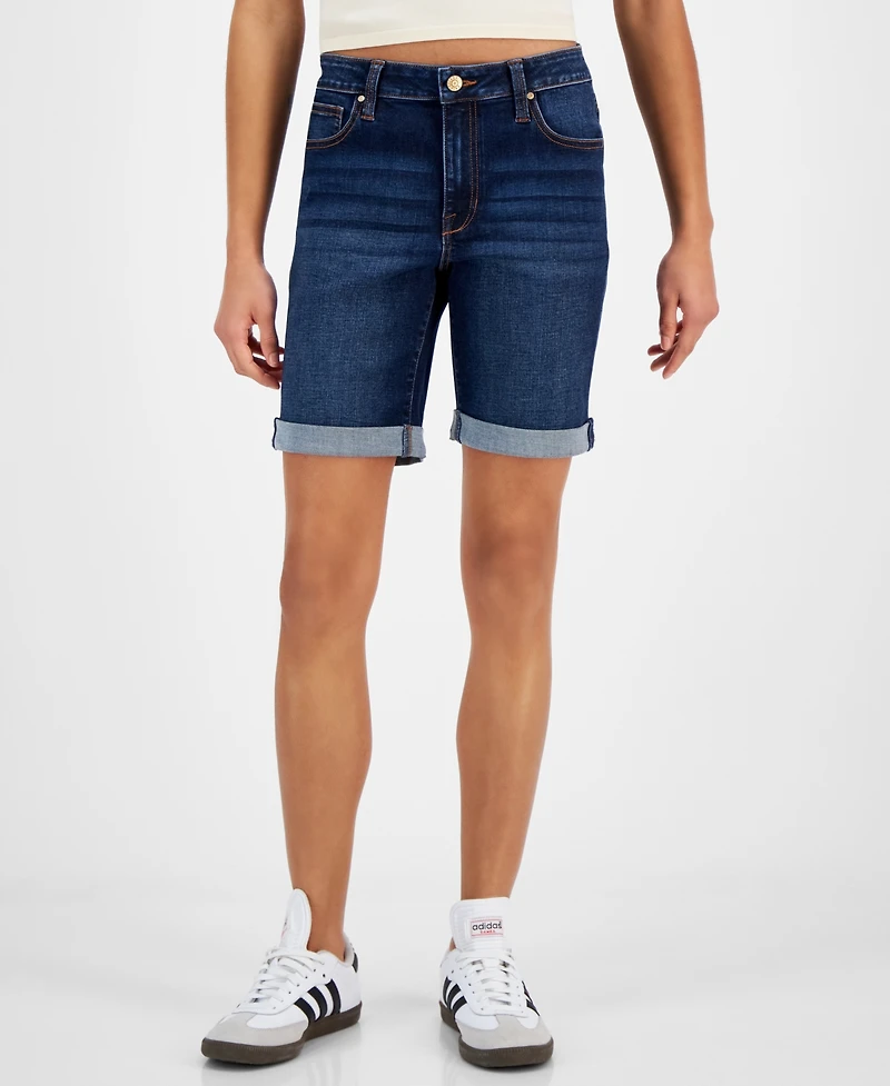 Celebrity Pink Juniors' Cuffed Hem Bermuda Denim Shorts