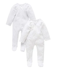 Purebaby Baby Boy and Girl 2 Pack Zip Coverall