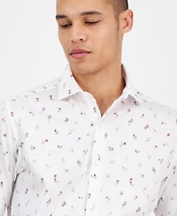 Bar Iii Men's Slim Fit Long Sleeve Button-Front Sami Floral Print Shirt, Exclusively at Macy's