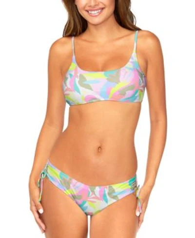 Raisins Juniors Lace Up Bikini Top Ruched Bottoms