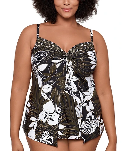 Miraclesuit Plus Size Elle Dorado Love Knot Underwired Tankini Top