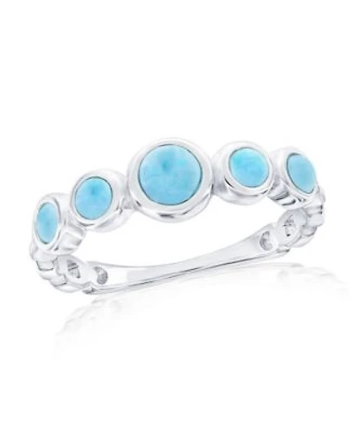 Caribbean Treasures Sterling Silver Graduating Round Larimar Ring