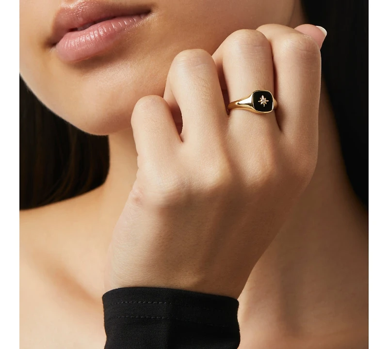 Ana Luisa Gold Signet Ring - Amara Black