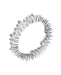 Bling Jewelry Modern Classic Cz Cocktail Statement Ring Zigzag Baguette 14K Gold Plated Silver