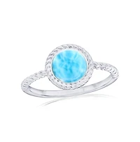 Caribbean Treasures Sterling Silver, Round Larimar Rope Design Ring