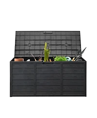 Slickblue Black Outdoor Garden Plastic Storage Deck Box - Lockable Chest for Tools, Cushions, and Toys