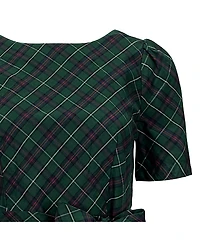 Hope & Henry Women's Organic Short Sleeve Holiday Dress with Waist Sash