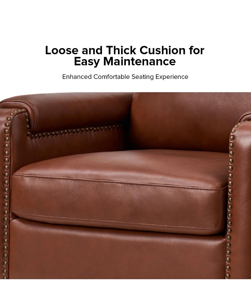 Kunz Transitional Genuine Leather Armchair with Removable Back Cushion