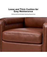 Kunz Transitional Genuine Leather Armchair with Removable Back Cushion