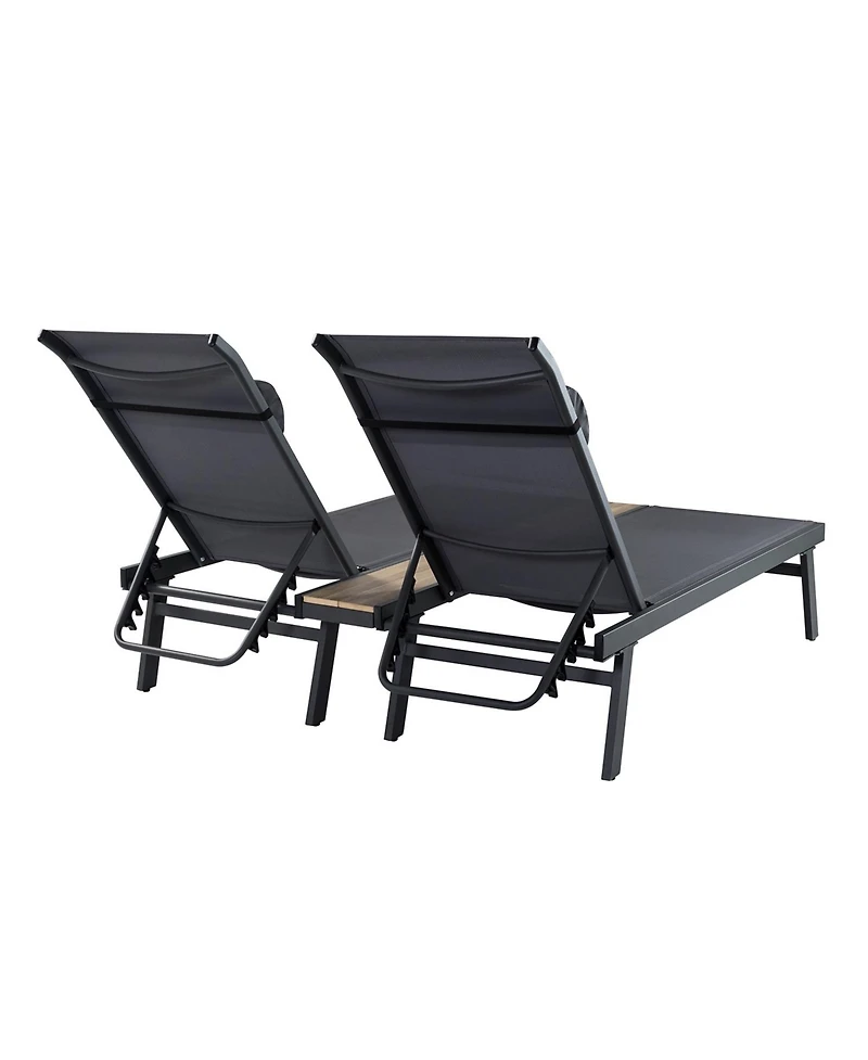 Hulala Home Romy Modern 76”Long Reclining Chaise Lounge Set (Set of 2) with Metal Legs