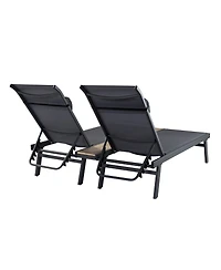 Hulala Home Romy Modern 76”Long Reclining Chaise Lounge Set (Set of 2) with Metal Legs