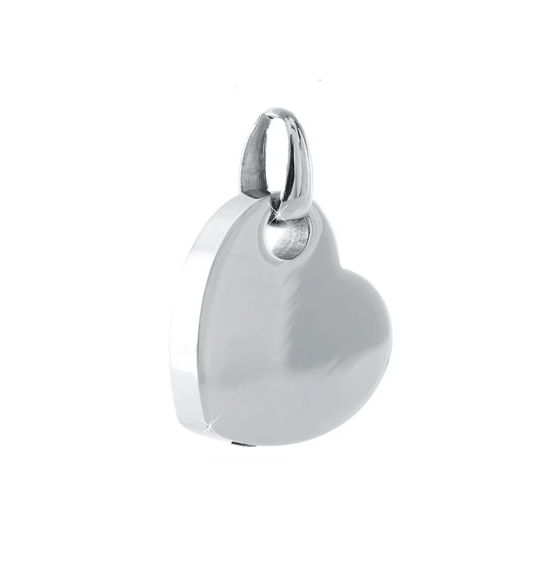 Sterling Silver .925 Cremation Heart 5/8 inch Pendant with 18 inch Necklace