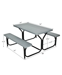 Sugift Outdoor Picnic Table Bench Set with Metal Base