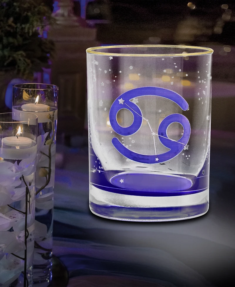 Culver Cancer Zodiac Double Old-Fashioned Glass, Set of 2