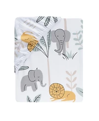 Lambs & Ivy Jungle Adventure 100% Cotton Baby/Toddler Fitted Crib Sheet - White