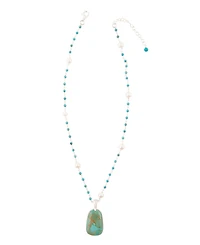 Barse Madeleine Genuine Turquoise Silver Abstract Pendant Necklace