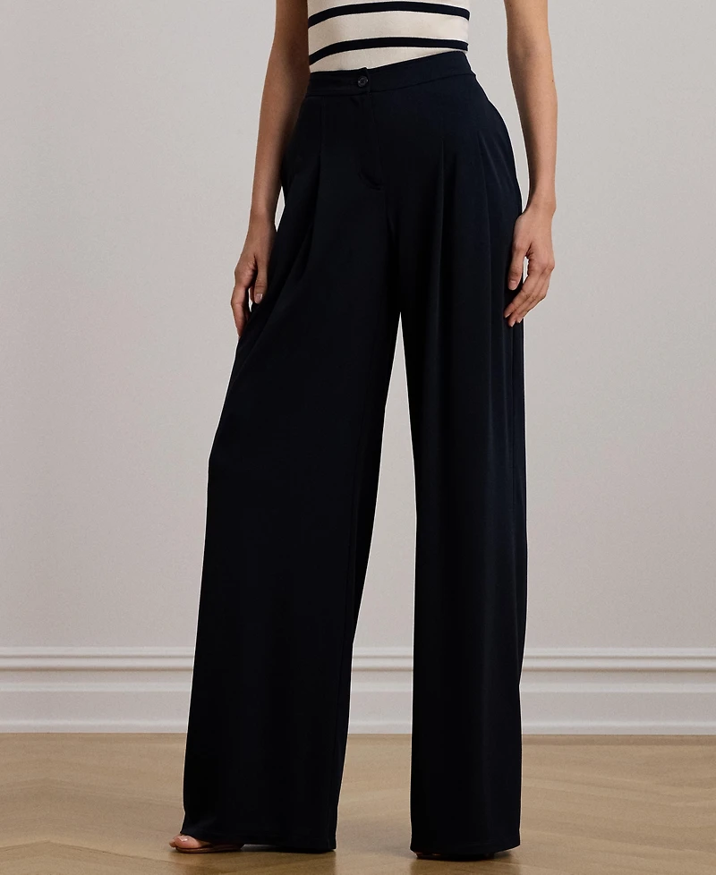 Lauren Ralph Lauren Women's Pleated Stretch Jersey Wide-Leg Pants, Regular & Petite