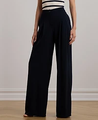 Lauren Ralph Lauren Women's Pleated Stretch Jersey Wide-Leg Pants, Regular & Petite