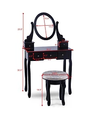 Sugift Vanity Makeup Table Set Bedroom Furniture with Padded Stool
