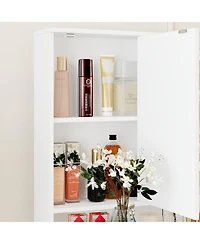 Famapy White Makeup Vanity Table Dressing Desk W/3-Mirrors,Lighted Mirror, Drawers, Hidden Storage Shelves Carved Metal Handles