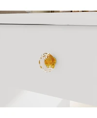 Famapy White Makeup Vanity Desk 9 Drawers Wood Dressing Table With 3 Led Bulb Light Mirrors, Glass Top, Hidden Storage Shelves