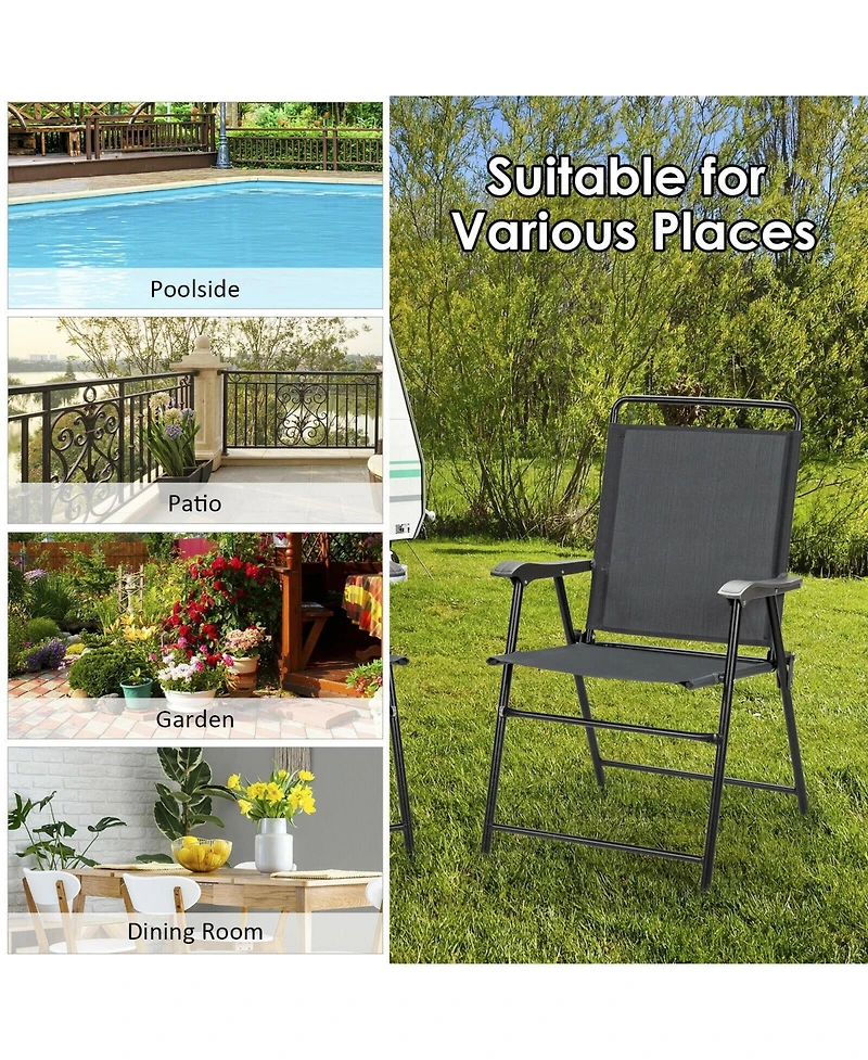 Sugift 4 Pieces Portable Outdoor Folding Chair with Armrest