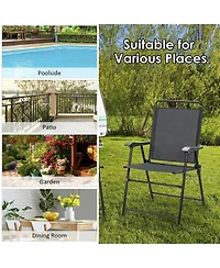 Sugift 4 Pieces Portable Outdoor Folding Chair with Armrest