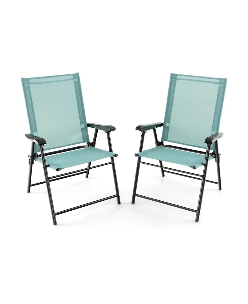Sugift Patio Dining Chair Set of 2 with Armrests and Metal Frame