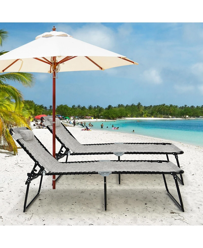 Sugift 4 Position Folding Lounge Chaise with Adjustable Backrest and Footrest