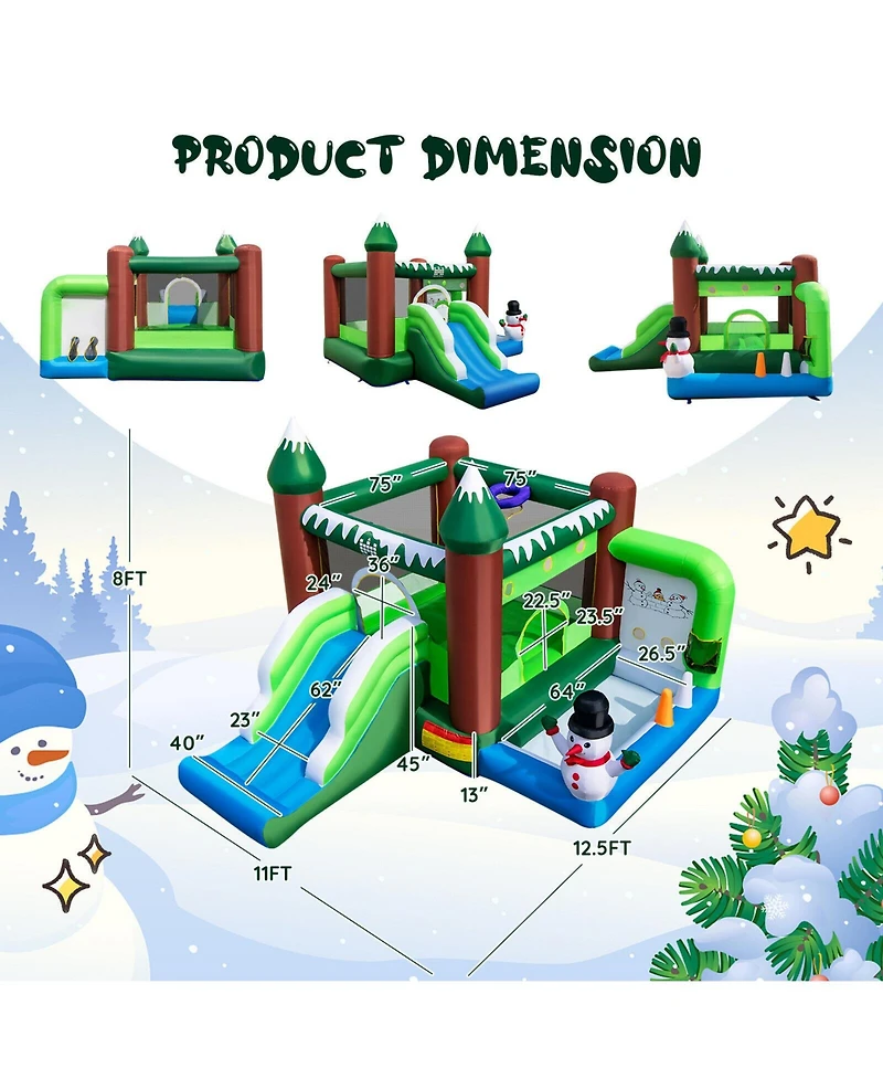 Sugift Inflatable Christmas Bouncy House with 735w Blower