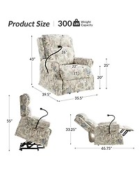 Hulala Home Ruprecht Farmhouse Lift Assist Power Recliner with Massage Heat and Manual Headrest