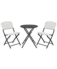 Sugift 3 Pieces Patio Rattan Bistro Set with Round Dining Table and 2 Chairs