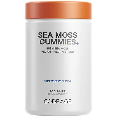 Codeage Irish Sea Moss Gummies Supplement - 300mg Irish Sea Moss Extract Equivalent to 3,000mg of Raw Sea Moss Powder - Delicious Strawberry Flavor