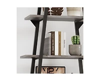 Garmin Bookshelf 5 Tier Industrial Wood, Tall Open Rustic Etagere Bookcase Ladder, Standing Display Shelves for Home Living Room Bedroom Office