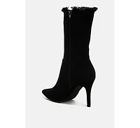 Himkok Distressed Denim Mid-Calf Boots