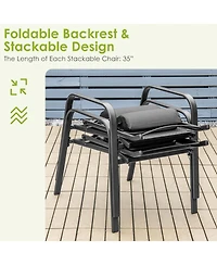 Sugift 2 Pieces Patio Loveseat Bench Table Furniture Set with Cushioned Chair