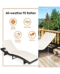 Inolait Patio Folding Chaise Lounge with 5 Adjustable Levels and Cushion